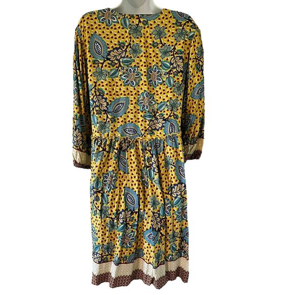 BTFBM Bohemian Colorful Floral Boho Chic Babydoll Dress Size L NWT - Picture 4 of 9